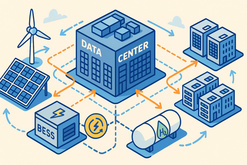 Modular AI data center scaling with microgrids and clean energy solutions.