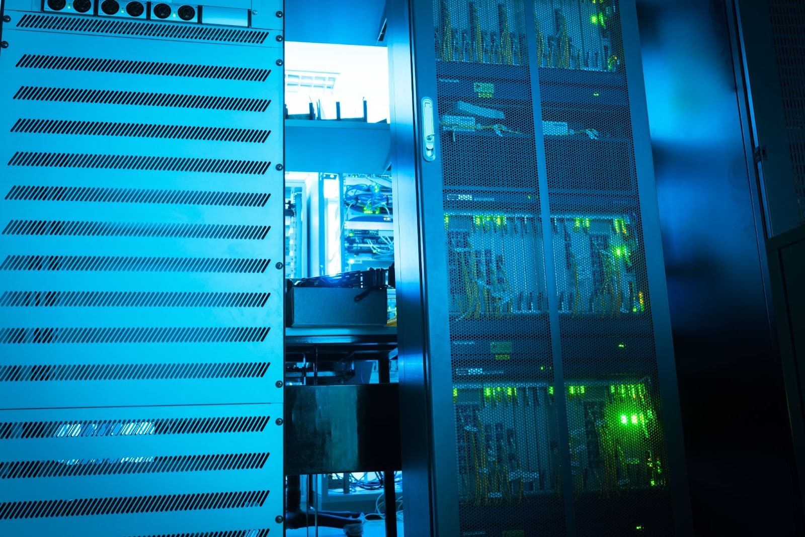 Modern AI data center powered by renewable energy infrastructure