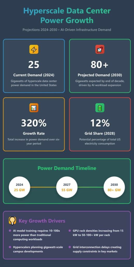 Hyperscale data center power growth infographic