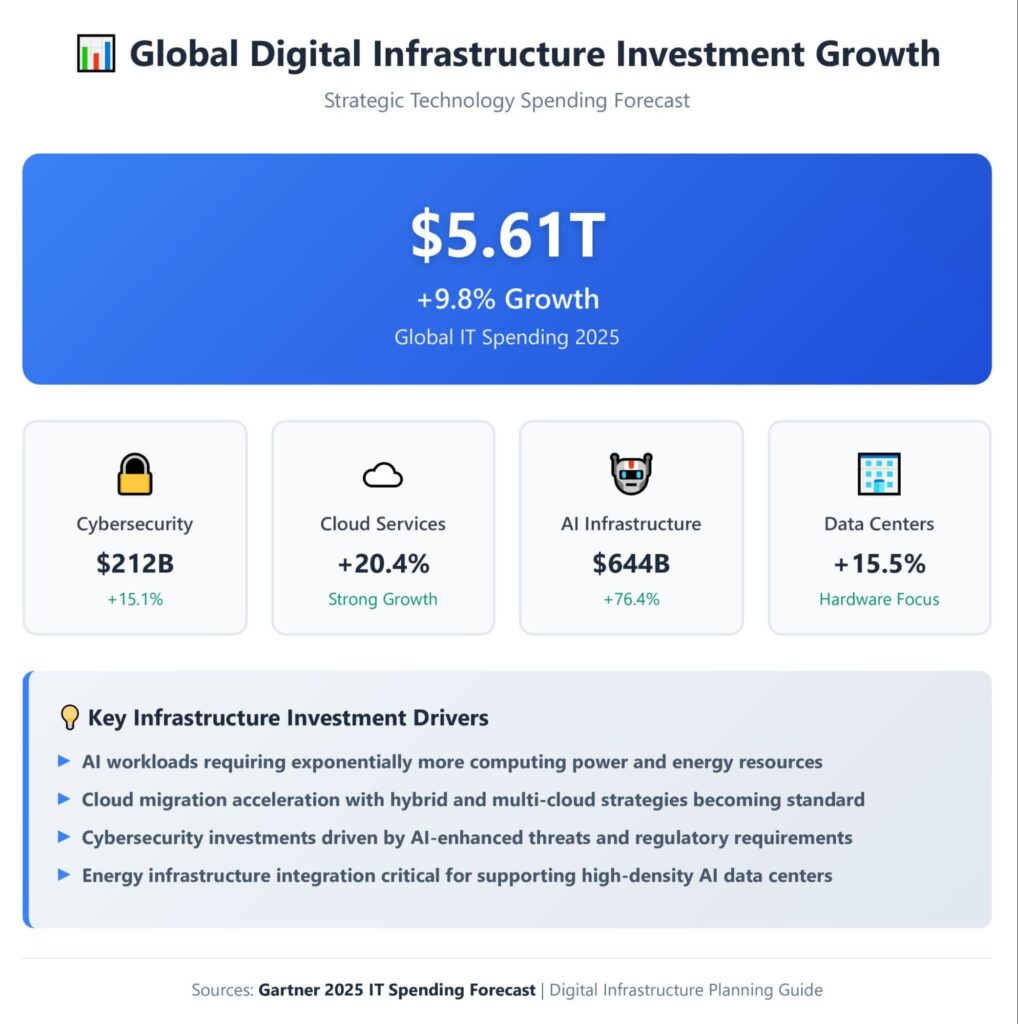 Global digital infrastructure investment growth infographic