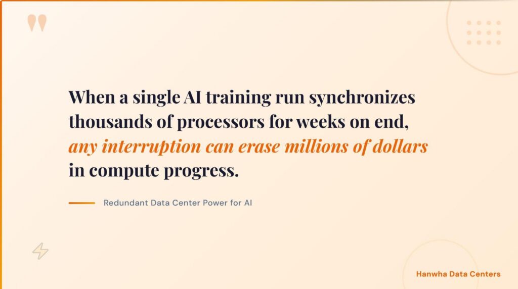Redundant data center power for AI